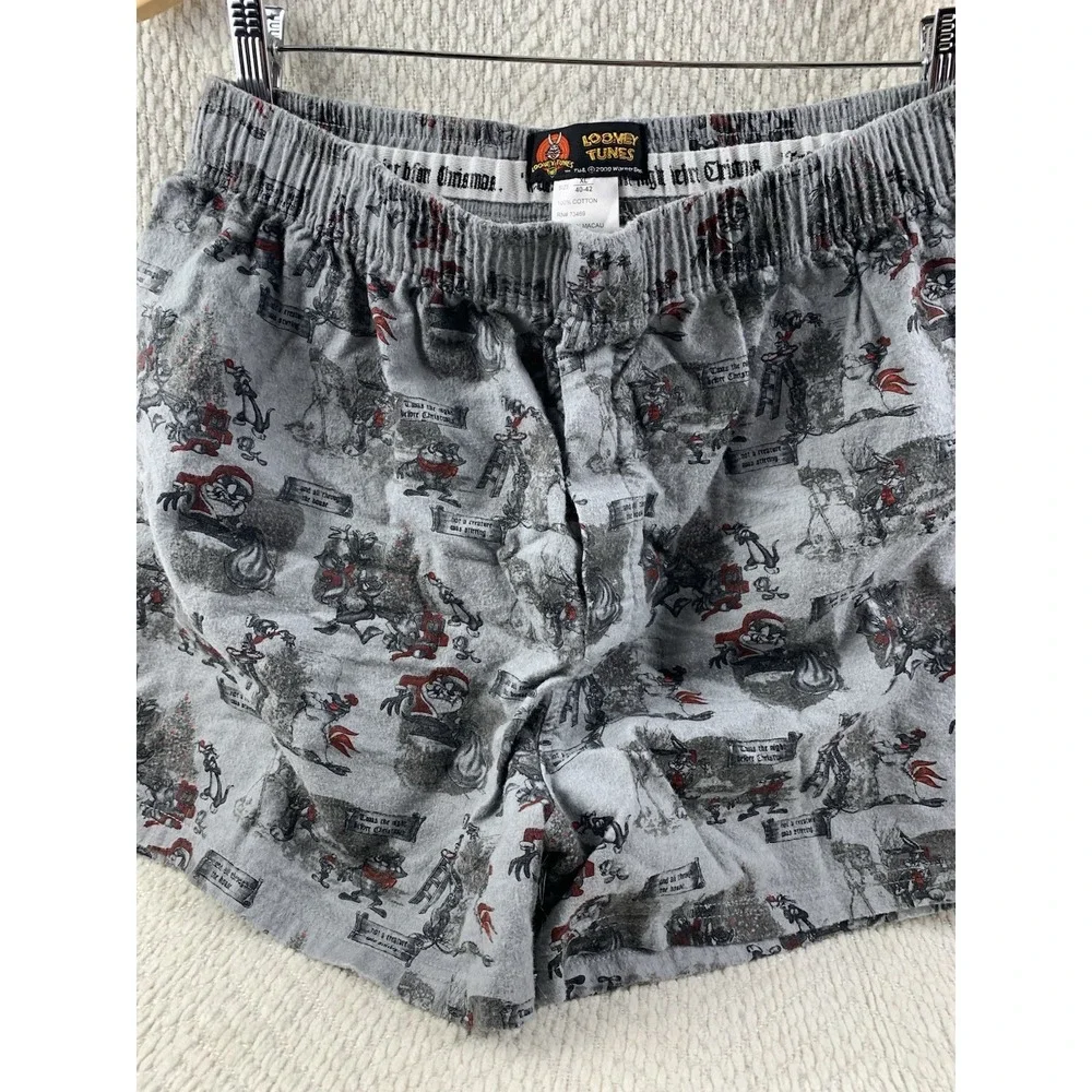 Vintage Looney Tunes Taz Boxers Men's Sz XL 40-42 Christmas Gray 2000 Y2K Cotton